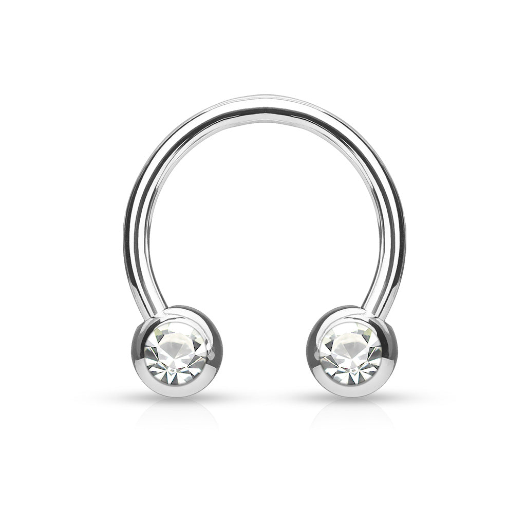 Front Facing Jewel Set Balls IP Over 316L Surgical Steel Circular/Horseshoes